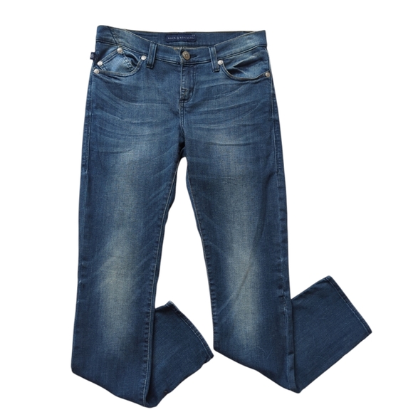Rock & Republic Berlin Distressed Denim Jeans 8M Blue Pockets - Picture 2 of 16
